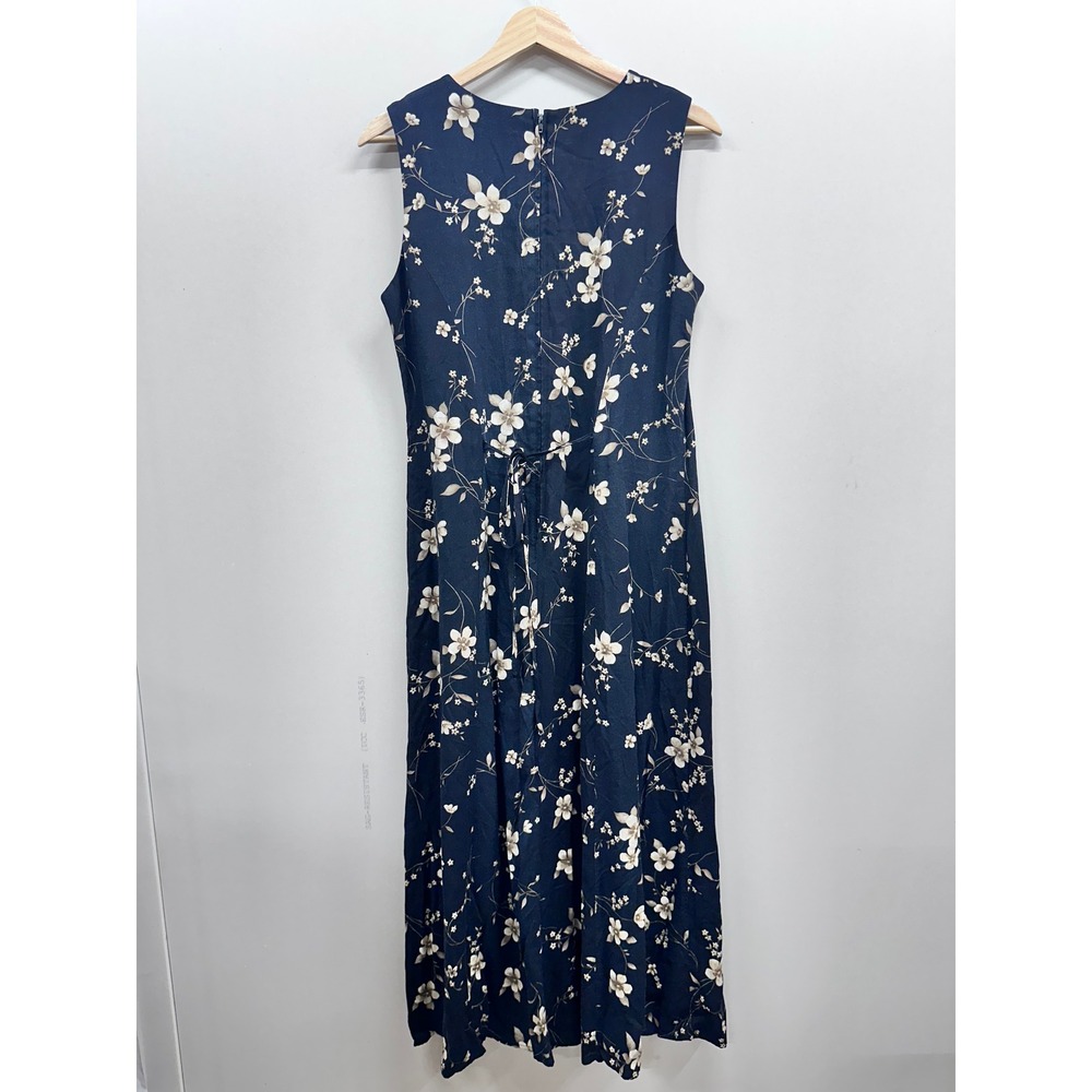 Vintage‎ Dark Floral Maxi Dress Womens M/L Black Rayon Cottage Prairie Long 90s - Picture 2 of 7